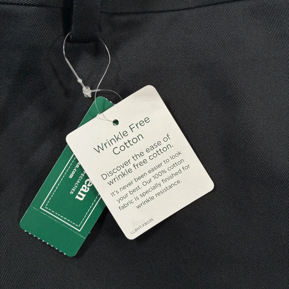 NEW L.L.Bean Dress Chino 40x34 Black Classic Fit Wrinkle Free Cotton 262551